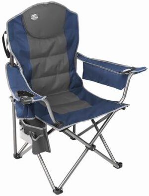 Camping Chairs for Adults,High Back Outdoor Folding Padded Heavy Duty Lawn Chairs w/Cup Holder,Cooler Bag,Wine Glass Holder,Perfect for Adults Beach Trips,Blue