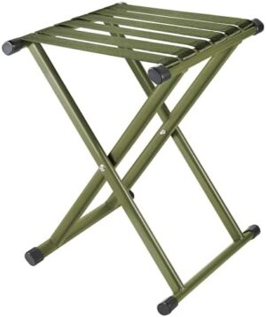 Folding stool 17.8"， military green outdoor portable chair camping stool, can bear 600 pounds，for Travel, Hiking, BBQ, Fishing, Beach