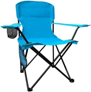 Heavy Duty Lawn Cooler, Storage Pocket, Waterproof Bag Outdoor Arm Chair, Supports 225LBS, Blue