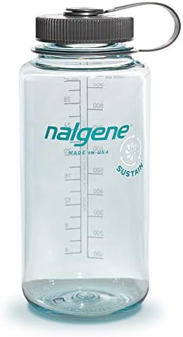 Nalgene Sustain Tritan BPA-Free Water Bottle Made with Material Derived from 50% Plastic Waste, 32 OZ, Wide Mouth, Seafoam