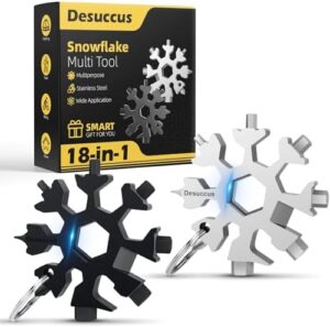 Desuccus 18-in-1 Snowflake Multi Tool, Stainless Steel Snowflake Bottle Opener/Flat Phillips Screwdriver Kit/Wrench, Durable and Portable to Take, Great Christmas Fathers Day Gift(Standard, 2 Pack)