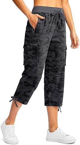 Soothfeel Women's Cargo Capris Pants with 6 Pockets Lightweight Quick Dry Travel Hiking Summer Pants for Women Casual