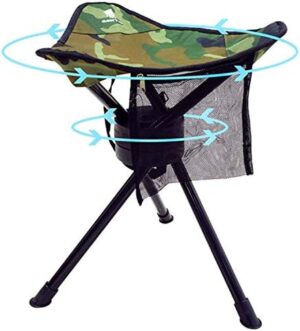 GEERTOP Portable Camping Swivel Folding Stool Seat Foldable Camp Tripod Chair Outdoor Survival Gear for Hiking Fishing Hunting Travel