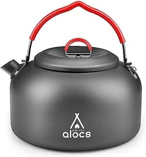 Alocs 1.4L Kettle Teapot, Portable Camping Coffee Pot, Hard-Anodized Aluminum Camping Kettle, Compact Tea Kettle for Stove Top, Outdoor, Hiking, Camping, Picnic and Traveling.