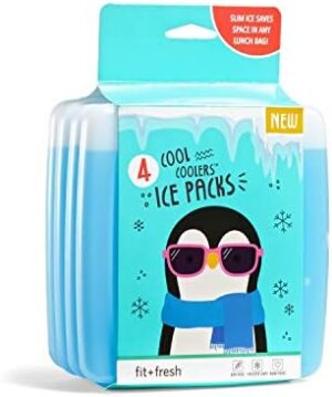 Cool Coolers by Fit + Fresh, Space Saving Reusable Ice Packs for Lunch Boxes or Coolers