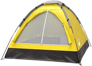 2-Person Dome Tent – Easy Set Up Shelter with Rain Fly and Carrying Bag for Camping, Beach, Hiking, and Festivals by Wakeman Outdoors (Yellow)