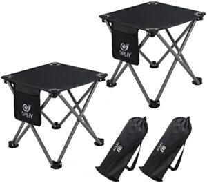 Camping Stool 2 Pack,13.5 Inch Portable Folding Stool for Outdoor Gardening and Beach Hiking Fishing,foot stool with Carry Bag (Black)