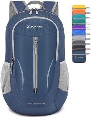 ZOMAKE Ultra Lightweight Packable Backpack 25L - Foldable Hiking Backpacks Water Resistant Small Folding Daypack for Travel(Navy Blue)