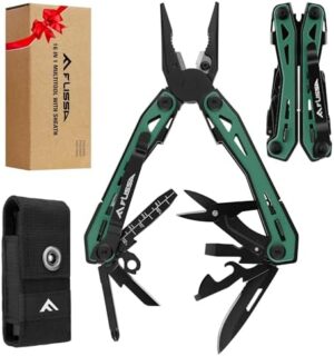 FLISSA 16-in-1 Multi Tool Pliers, Stainless Steel EDC Multitool with Pocket Knife, Belt Clip and Oxford Pouch, Self-locking Multipurpose Utility Multi-Tool for Camping Survival Outdoor Activities