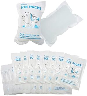 RAINBOW Dry Ice Packs for Shipping Frozen Food - Reusable Ice Packs for Coolers & Lunch Bags – Long Lasting Cold Packs for Transporting Fish, Meats, and More - 20 Packs Included (5.5" x 3.9")