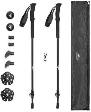 Cascade Mountain Tech Trekking Poles - Carbon Fiber Walking or Hiking Sticks with Quick Adjustable Locks