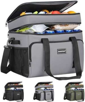 Insulated Soft Cooler Bag, Large Ice Coolers Soft Sided Ice Chest for Beach, Camping, Car, Collapsible and Portable, 42L, 60Cans