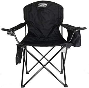 Coleman Portable Camping Chair with 4-Can Cooler, Fully Cushioned Seat and Back with Side Pocket and Cup Holder, Carry Bag Included, Collapsible Chair for Camping, Tailgates, Beach, and Sports