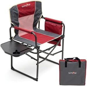 SUNNYFEEL Camping Directors Chair, Heavy Duty,Oversized Portable Folding Chair with Side Table, Pocket for Beach, Fishing,Trip,Picnic,Lawn,Concert Outdoor Foldable Camp Chairs