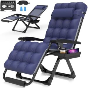 Suteck Zero Gravity Chair, 26In Lounge Chair w/Removable Cushion & Headrest, Reclining Camping Chair w/Upgraded Lock, Large Cup Holder and Footrest, Reclining Patio Chairs Recliner for Indoor Outdoor