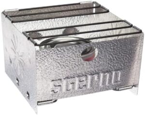 Sterno Folding Stove, Compact Emergency Food Prep, Silver, 6-1/4"L x 6-3/8"W x 4-5/8"H, Fuel Not Included