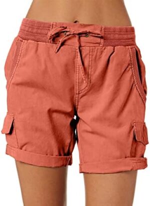 Dokotoo Womens Relaxed Fit High Waist Casual 4 Pocketed 2024 Hiking Outdoor Summer Shorts S-XL