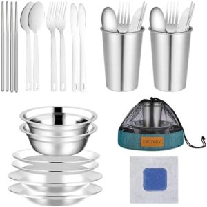 Camping Mess Kit - for Camping 1 to 2 Person boy Scout Camp Dishes Camping Cooking Utensils Accessories Plates Dinnerware Set Outdoor