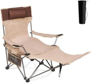 Lawn Chairs, Camping Chair with Foot Rest, Folding Camping Chairs, Beach Chairs for Adults, Adjustable Arm Heights for Outdoor Lawns and Beach