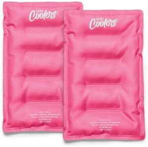 Cool Coolers by Fit & Fresh 2 Pack Soft Ice Packs for Cooler, Flexible Stretch Nylon, Lunch Box Ice Packs, Ice Packs for Lunch Boxes, Large Reusable Freezer Packs, Hot Pink