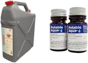 Reliance Rhino-Pak Heavy Duty Water Container, 8580-15 Bundle with 2 Bottles Potable Aqua Water Purification Tablets, 50ct