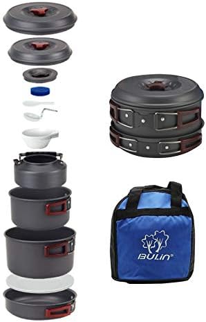 Bulin 24/13/11/8PCS Camping Cookware pots and Pans Backpacking Cooking Set Lightweight Cookware Mess kit Outdoor Cook Gear for Family Hiking Picnic