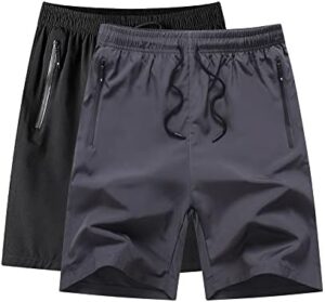 Boys Outdoor Running Shorts Quick Dry Lightweight Gym Shorts with Zipper Pockets