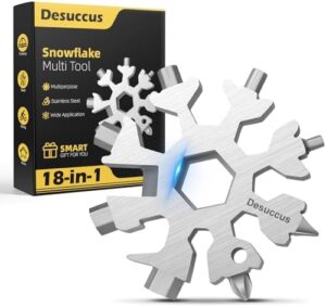 Desuccus 18-in-1 Snowflake Multi Tool, Stainless Steel Snowflake Bottle Opener/Flat Phillips Screwdriver Kit/Wrench, Stocking Stuffers for Men(Standard-Stainless Steel)