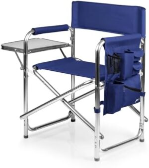 ONIVA - a Picnic Time brand - Sports Chair with Side Table, Beach Chair, Camp Chair for Adults, (Navy Blue)