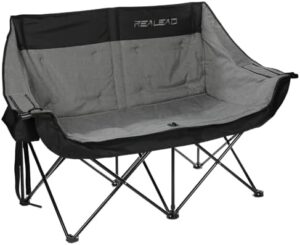 REALEAD Double Camping Chair - Oversized Camping Loveseat for Adults Two Person Support 650 lbs - Heavy Duty Folding Camp Chair with Cooler Bags for Outdoor Sports Beach