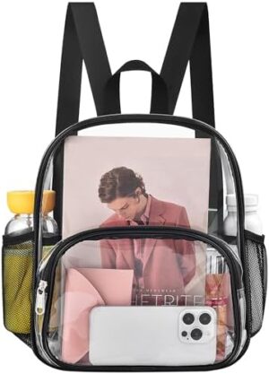 Clear Backpack for Stadium Events Clear Backpack 12x12x6 with Front Pocket for Concert Sport Events Work Travel