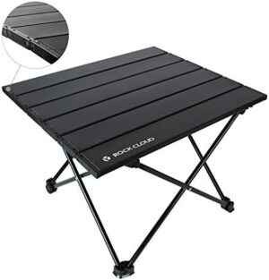 ROCK CLOUD Portable Camping Table Ultralight Aluminum Folding Beach Table Camp for Camping Hiking Backpacking Outdoor Picnic, Black