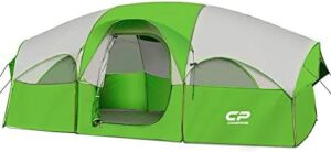 CAMPROS CP Tent 8 Person Camping Tents, Weather Resistant Family Tent, 5 Large Mesh Windows, Double Layer, Divided Curtain for Separated Room, Portable with Carry Bag