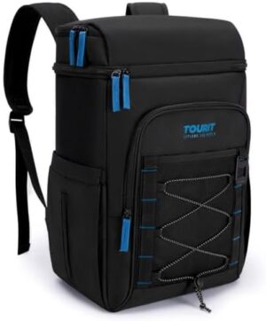 TOURIT Backpack Cooler Insulated Leak Proof 30 Can, 2 Thick Insulated Compartments Thermal Bag, Waterproof Lightweight Beach Travel Camping