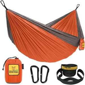 Wise Owl Outfitters Camping Hammock - Camping Essentials, Portable Hammock w/Tree Straps, Single or Double Hammock for Outside, Hiking, and Travel