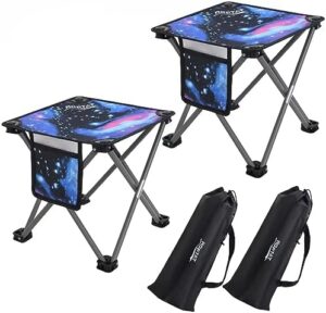 2 Pack Camping Stool,Portable Folding Compact Lightweight Stool Seat for Camping Fishing Hiking Gardening Outdoor Walking Backpacking Travelling and Beach with Carry Bag