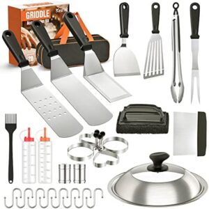 Blackstone Griddle Accessories Kit,28PCS Flat Top Grilling Tools Set for Blackstone and Camp Chef,Griddle Cleaning Kit Cooking Utensils Set with Carry Bag for Men Women Outdoor Barbecue Camping