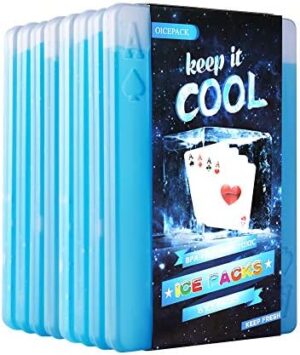 8 x Ice packs for Lunch Box, Freezer Ice packs Slim Long Lasting Cool packs for Lunch Bags and Cooler, Poker Design