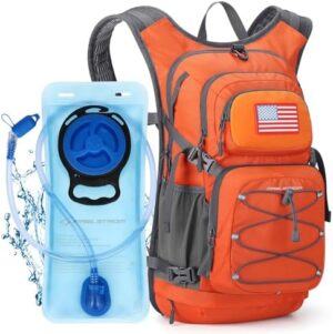 Maelstrom Hydration Backpack, Hiking Backpack with 2L Water Bladder, High Flow Bite Valve Water Backpack Men Women Lightweight Insulation for Hiking, Cycling, Running, Climbing, Camping