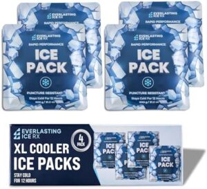 Rapid Performance Reusable Ice Packs for Lunch Boxes, Lunch Bags or Coolers | 4 Pack | Cold for Up to 12 Hours | Ice Packs for Cooler, Long Lasting for Camping, Beach, & School