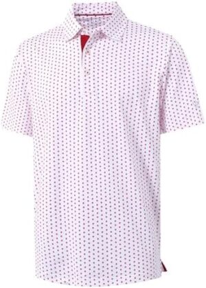 M MAELREG Mens Golf Shirt Short Sleeve Dry Fit Print Moisture Wicking Performance Patterns Collared Polo Shirt