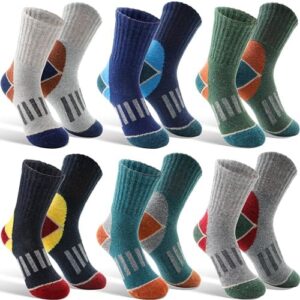 EBMORE 6 Pairs Kids Merino Wool Hiking Socks Boys Toddlers Girls Winter Thermal Warm Boot Thick Cushion Socks