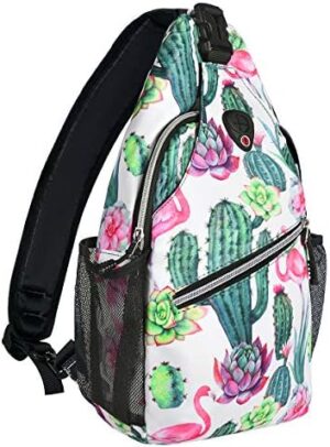 MOSISO Sling Backpack,Travel Hiking Daypack Pattern Rope Crossbody Shoulder Bag, Cactus