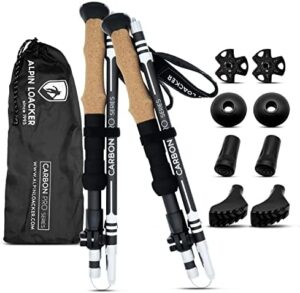 Collapsible Trekking Poles for Hiking I Carbon or Aluminum Hiking Poles Ultra Lightweight I Adjustable Trekking Poles for Women and Men with Cork Grip