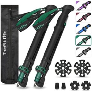 TheFitLife Collapsible Trekking Poles for Hiking – Lightweight Folding Walking Sticks for Men and Women with Extra-Long Foam Handle and Metal Flip Lock