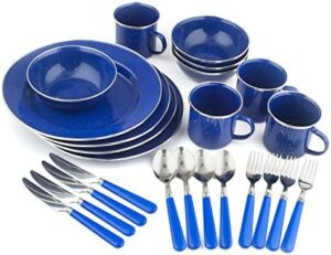 Stansport 24-Piece Enamel Camping Tableware Set