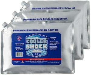 Cooler Shock Reusable Ice Packs for Cooler - Long Lasting Cold Freezer Packs for Coolers and Lunch Boxes - Cooler Ice Packs for Camping Gear, Fishing, Road Trips, Beach Must Haves