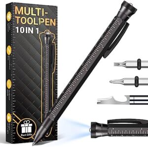 DMH Gifts for Men Multitool Pen - Stocking Stuffers for Men 10 in 1 Cool Tool Gadgets Unique Christmas Birthday Gift for Women Boyfriend Husband Who Have Everything Construction Carpenter Engineer