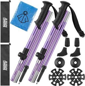 AISUNOURDOOR Lightweight Adjustable Trekking Poles, Aluminum Collapsible Travel Hiking or Walking Sticks