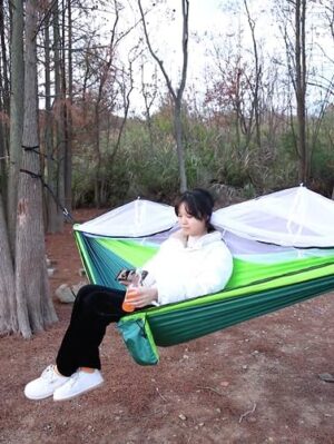 Wise Owl Camping Hammock with Mosquito Net | Nylon Ultra-Durable, Lightweight Hammock with Bug Net - Perfect for Hiking, Survival Trips, Outside Backyard & Backpacking Portabe Hammocks for Outside